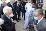 Il Presidente Sergio Mattarella accolto al suo arrivo alla Basilica di Sant'Agostino