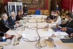 Il Presidente Sergio Mattarella durante i colloqui con la Segretaria generale del Consiglio d’Europa S.E. la Sig.ra Marija Pejčinović Burić