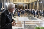 Il Presidente Sergio Mattarella in occasione della cerimonia di consegna delle “Stelle al Merito del Lavoro” ai nuovi Maestri del Lavoro nominati il 1° maggio 2020 e 2021