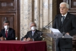 Il Presidente Sergio Mattarella in occasione della cerimonia di consegna delle “Stelle al Merito del Lavoro” ai nuovi Maestri del Lavoro nominati il 1° maggio 2020 e 2021