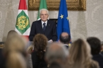 Il Presidente della Repubblica Sergio Mattarella durante il suo intervento all’incontro di studio “Giovanni Leone. Presidente della Repubblica 1971-1978” nel ventesimo anniversario della scomparsa 
