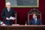 Madrid - Il Presidente della Repubblica Sergio Mattarella con il Sindaco di Madrid José Luis Martinez-Almeida Navasques in occasione della cerimonia di consegna della Chiave d'Oro della Città