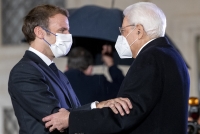 Il Presidente Sergio Mattarella con il Presidente della Repubblica Francese, Emmanuel Macron