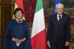 Il Presidente Sergio Mattarella con S.E. la Signora Sonia Silvia BRITO Sandoval,nuovo Ambasciatore dello Stato Plurinazionale della Bolivia, in occasione della presentazione delle Lettere Credenziali 
