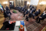 Il Presidente Sergio Mattarella nel corso dell'incontro con una delegazione della Federazione Motociclistica Italiana con i campioni del mondo 2021 vincitori delle competizioni a squadre nazionali