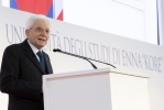 Il Presidente della Repubblica Sergio Mattarella in occasione della cerimonia di inaugurazione dell'anno accademico 2021/2022 dell'Università degli Studi di Enna "Kore"