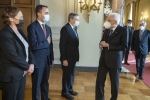 Il Presidente della Repubblica Sergio Mattarella con il Ministro degli esteri Luigi Di Maio e Luciana Lamorgese Ministro dell’interno,in occasione del prossimo Consiglio Europeo
