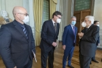 Il Presidente della Repubblica Sergio Mattarella con il Ministro della Difesa Lorenzo Guerini,Giancarlo Giorgetti Ministro dello sviluppo economico e con Roberto Cingolani Ministro della transizione ecologica, in occasione del prossimo Consiglio Europeo
