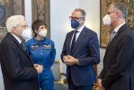 Il Presidente Sergio Mattarella con Samantha Cristoforetti, in partenza per la Stazione Spaziale Internazionale, Josef Aschbacher, Direttore Generale dell’Agenzia Spaziale Europea e Giorgio Saccoccia, Presidente dell’Agenzia Spaziale Italiana
