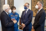 Il Presidente Sergio Mattarella con Samantha Cristoforetti, in partenza per la Stazione Spaziale Internazionale, Josef Aschbacher, Direttore Generale dell’Agenzia Spaziale Europea e Giorgio Saccoccia, Presidente dell’Agenzia Spaziale Italiana
