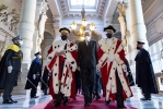 Il Presidente Sergio Mattarella con Pietro Curzio, Primo Presidente della Corte Suprema di Cassazione e Giovanni Salvi, Procuratore generale presso la Corte Suprema di Cassazione, in occasione dell'Assemblea generale della Corte Suprema di Cassazione per l’inaugurazione dell’anno giudiziario 2022 e per la relazione sull’amministrazione della giustizia nell’anno 2021