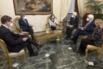 Il Presidente Sergio Mattarella con il Presidente del Senato Maria Elisabetta Alberti Casellati e il Presidente della Camera Roberto Fico, in occasione della comunicazione dell'esito della votazione per l'elezione del Presidente della Repubblica.