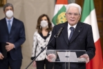 Il Presidente Sergio Mattarella con il Presidente del Senato Maria Elisabetta Alberti Casellati e il Presidente della Camera Roberto Fico, in occasione della comunicazione dell'esito della votazione per l'elezione del Presidente della Repubblica.