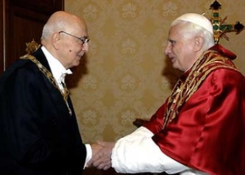 Intervento del Presidente della Repubblica Giorgio Napolitano in occasione della visita ufficiale a Sua Santità il Sommo Pontefice Benedetto XVI (Città del Vaticano, 20 novembre 2006)