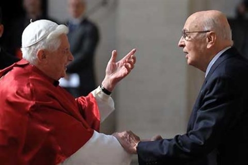 Visita Ufficiale di Sua Santità Benedetto XVI al Quirinale. (Palazzo del Quirinale, 4 ottobre 2008)