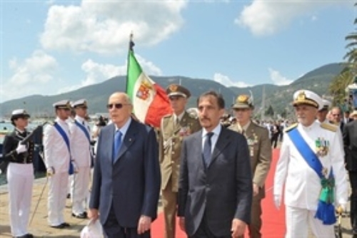 Intervento del Presidente della Repubblica Giorgio Napolitano, in forma ufficiale, alla celebrazione del 93° anniversario della Festa della Marina ed altri impegni in città.