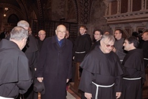 Intervento del Presidente della Repubblica Giorgio Napolitano al Concerto di Natale e visita alla Tomba di San Francesco d'Assisi.