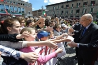 Visita del Presidente della Repubblica Giorgio Napolitano a Pesaro e Recanati in occasione della celebrazione del 67° Anniversario della Liberazione e visita alla casa del poeta Giacomo Leopardi