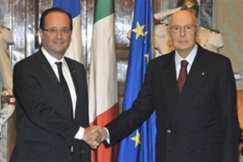 Incontro e successivo pranzo del Presidente della Repubblica Giorgio Napolitano con il Presidente della Repubblica Francese, François Hollande, in visita ufficiale