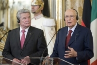 Incontro e successiva colazione del Presidente della Repubblica Giorgio Napolitano con il Presidente della Repubblica Federale di Germania, Joachim Gauck, in visita ufficiale.