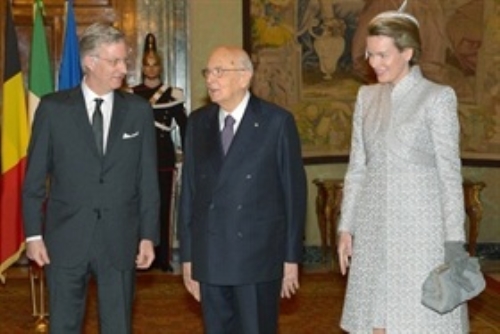 Incontro del Presidente della Repubblica Giorgio Napolitano con il Re Filippo e la Regina Mathilde dei Belgi
