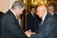 Incontro e successiva colazione del Presidente della Repubblica Giorgio Napolitano con il Presidente della Repubblica di Finlandia, Sauli Niinistö