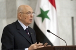  Il Presidente Napolitano durante le dichiarazioni alla stampa al termine dei colloqui con il Presidente al-Assad