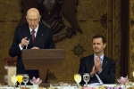 Il Presidente Napolitano nel corso del brindisi al Pranzo di Stato offerto dal Presidente Bashar al-Assad 