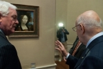 Il Presidente Napolitano osserva l'opera di Leonardo da Vinci nel corso della visita alla National Gallery of Art