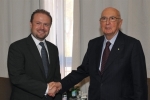 Il Presidente Giorgio Napolitano con Joseph Muscat, leader dell'opposizione