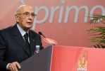 Il Presidente Giorgio Napolitano nel corso del suo intervento in occasione della XXVII Assemblea dell'ANCI