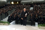 Il Presidente Napolitano poco prima del suo intervento in occasione della commemorazione di Tommaso Padoa Schioppa