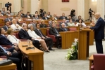 Il Presidente della Repubblica Giorgio Napolitano durante l'intervento alla Sede del Parlamento Croato