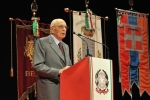 Il Presidente Giorgio Napolitano nel corso del suo intervento al Teatro Sociale