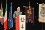 Il Presidente Giorgio Napolitano nel corso del suo intervento al Teatro Sociale