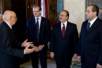 Il Presidente della Repubblica Giorgio Napolitano con l'On. Massimo Donadi, il Sen. Felice Belisario e l'On. Antonio Di Pietro