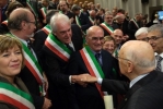 Il Presidente Giorgio Napolitano al termine del suo intervento al Teatro Sociale