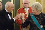 Il Presiodente Giorgio Napolitano e S.M. la Regina Beatrix in occasione del Brindisi al Pranzo di Stato