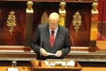 Il Presidente Giorgio Napolitano nel corso del suo intervento all'Assemblea Nazionale francese