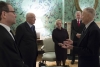 Il Presidente Giorgio Napolitano alla Blair House con Madeline Albright, Zbigniew Brzezinski, Charles Kupchan e Jim Hoagland