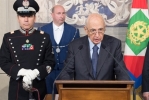 Il Presidente Giorgio Napolitano nel corso delle dichiarazioni allo Studio alla Vetrata