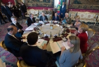 Il Presidente della Repubblica Giorgio Napolitano nel corso del Consiglio Supremo di Difesa