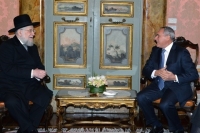 Il Presidente del Senato nell'esercizio delle funzioni del Presidente della Repubblica, Pietro Grasso, con il Rabbino Capo di Tel Aviv e Presidente di "Yad Vashem", Israel Meir Lau